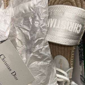 Dior Tan and White Sandals Chic Style